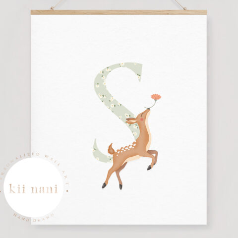 Hertje met Bloem - Kinderkamer Poster - Digitale Download