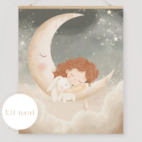 Slapen op de Maan - Kinderkamer Poster - Digitale Download