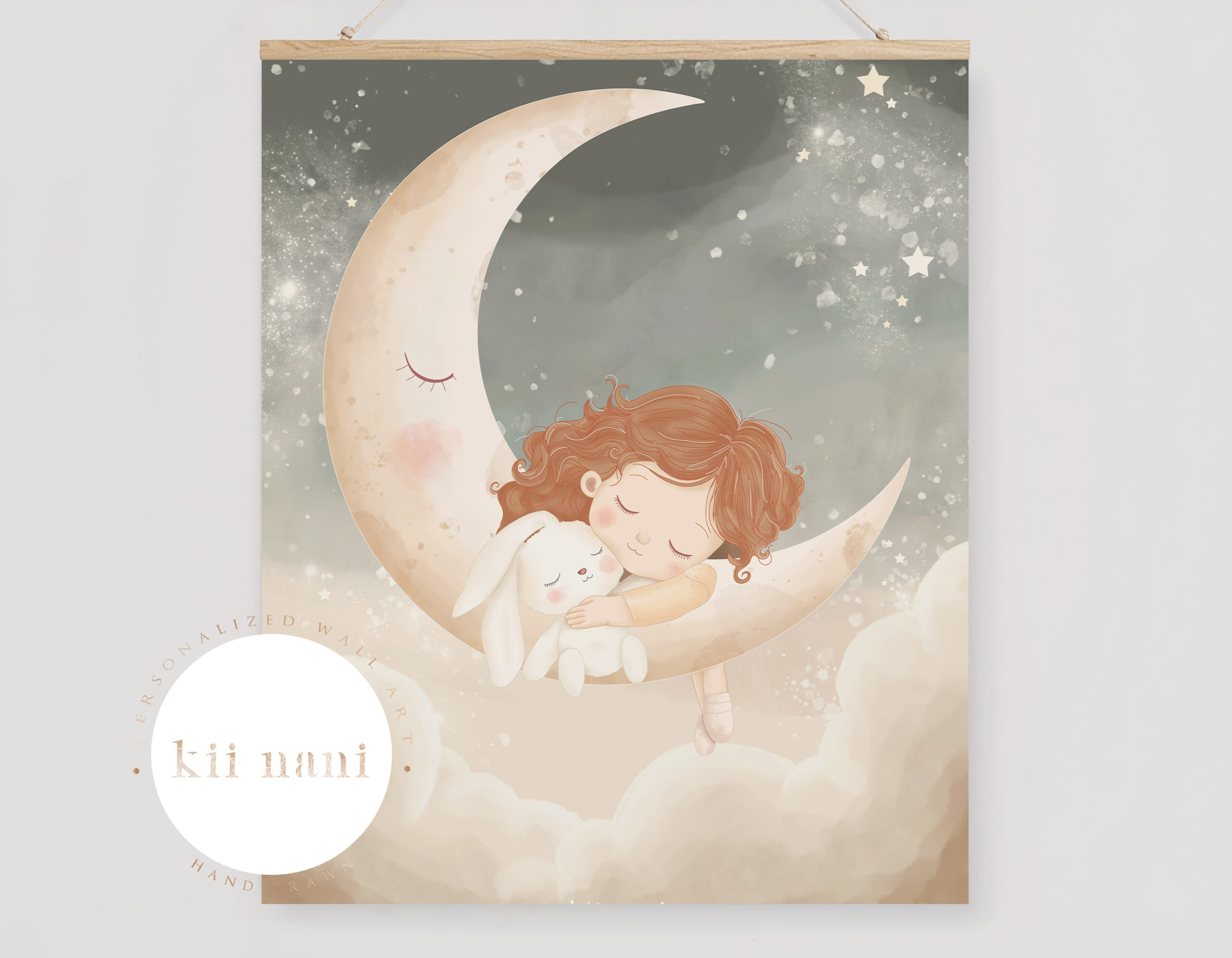 Slapen op de Maan - Kinderkamer Poster - Digitale Download